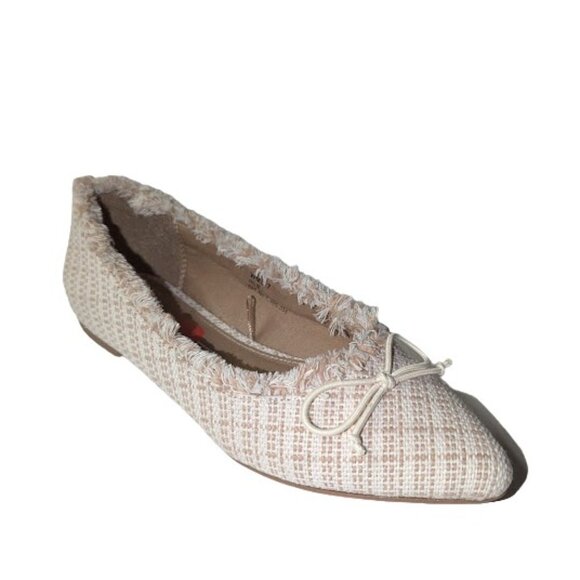 Report Womens Beige Textile Fabric Pointed Toe Ballet Flats w/Bow Size 7 NWOB - Picture 5 of 8